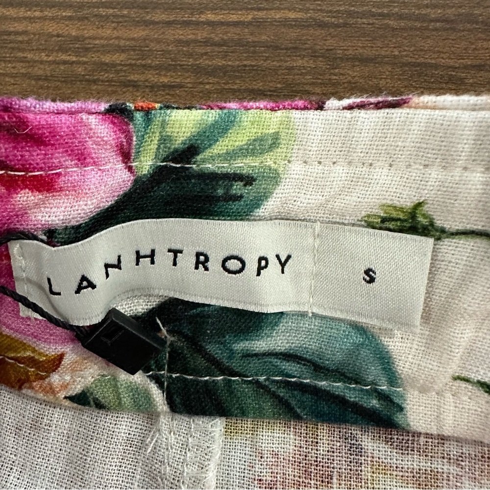 NEW LANHTROPY culotte linen pants in Full Bloom Print Small NWT wide leg - Picture 9 of 14